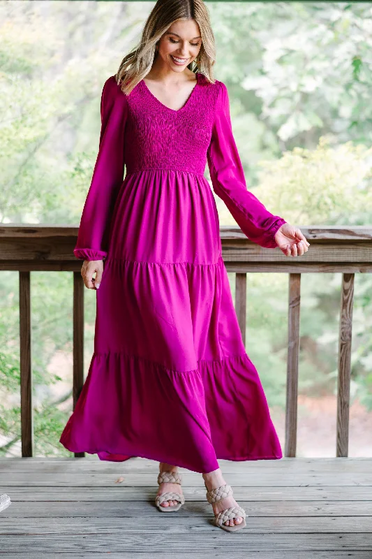 It's All For You Magenta Purple Tiered Maxi Dress Fashion-Forward