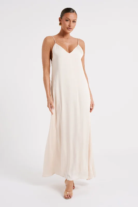 Beatrice Flowy Maxi Dress - Sand Flash Sale