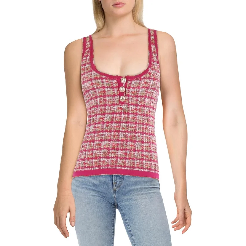 Mariah Womens Tweed Scoop Neck Cropped Trend Alert