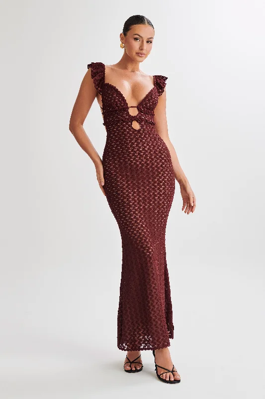 Ezra Lace Maxi Dress - Plum Hot Styles