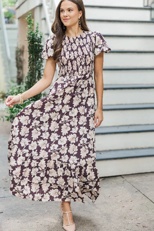 Make The Right Choice Plum Purple Floral Maxi Dress Day To Night Styles