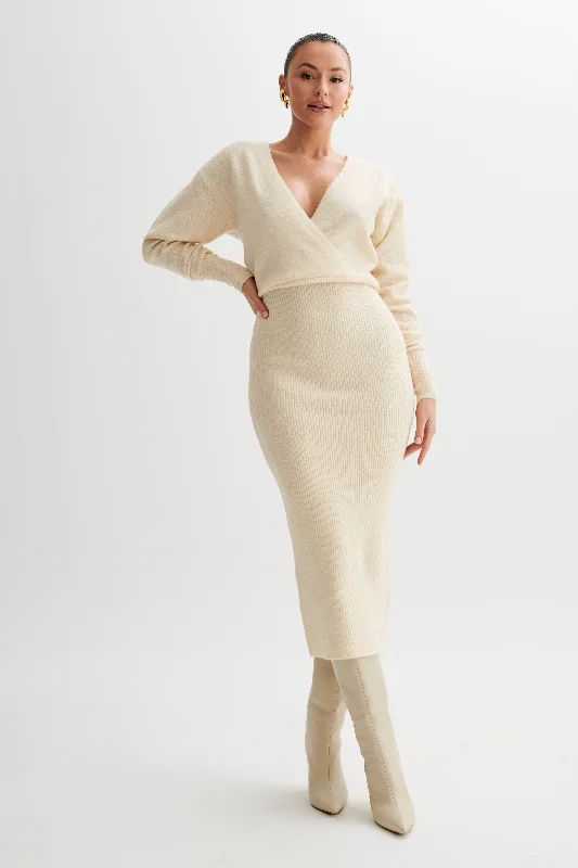 Shannon Knit Maxi Dress - Cream Marle Limited Time Offers