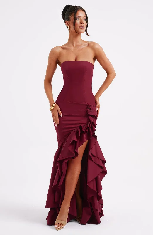 Angelina Maxi Dress - Burgundy Trendy Women's Collection