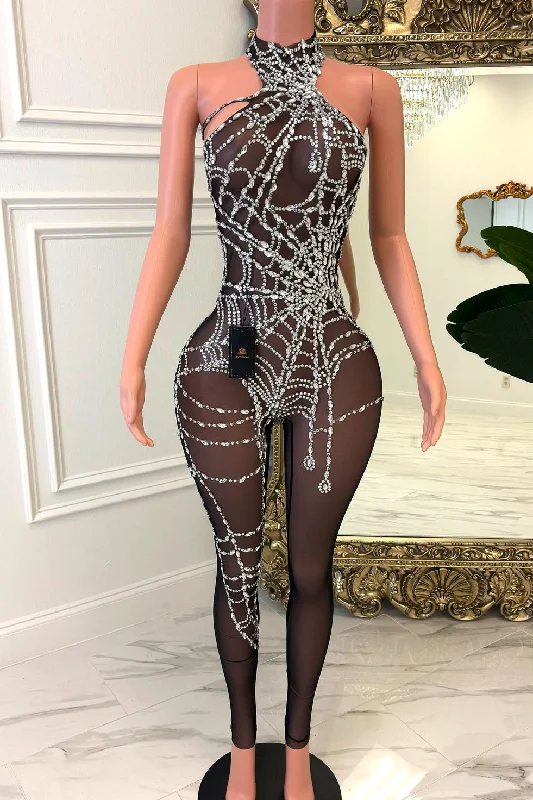 Midnight Web Black Bodysuit Stylish Savings