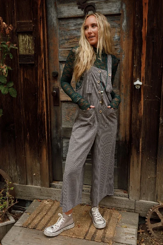 The Nest High Hopes Button Up Overalls - Gray Weekend Special