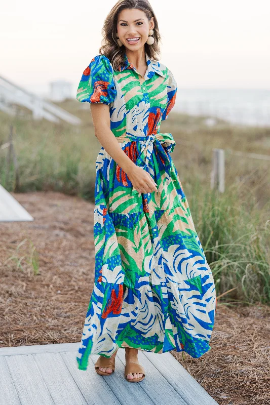 Ready For The Sun Royal Blue Tropical Maxi Dress Your Timeless Wardrobe Awaits