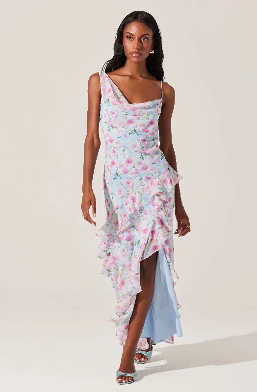 Levina Asymmetric Floral Ruffle Dress Elevate Your Wardrobe