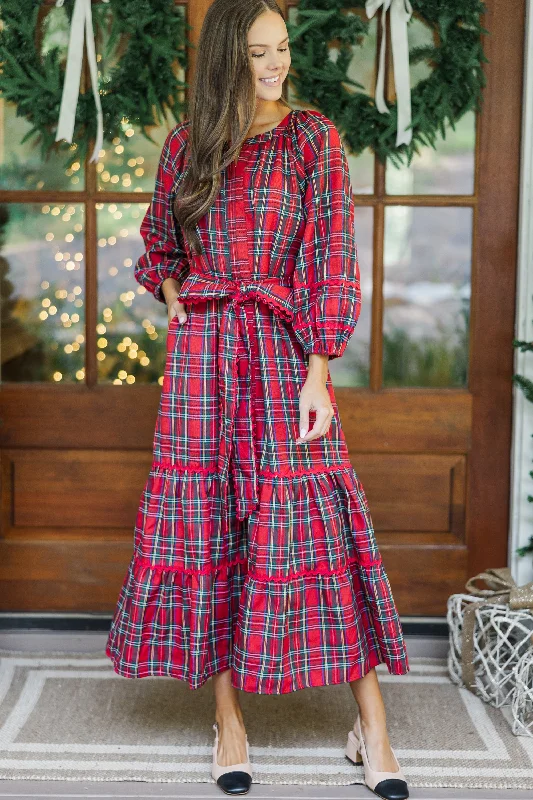 All Good Things Red Plaid Midi Dress Fashion Forward