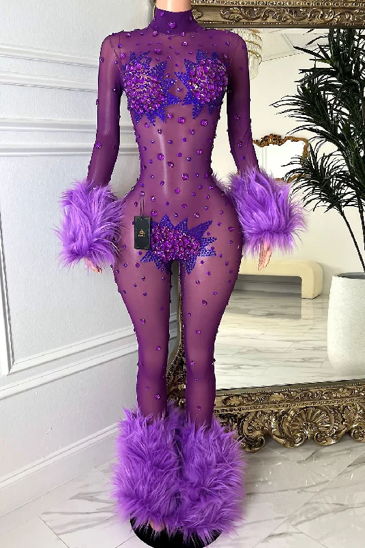 Icey Heart Purple Bodysuit(Ready To Ship) Special Occasion Wear