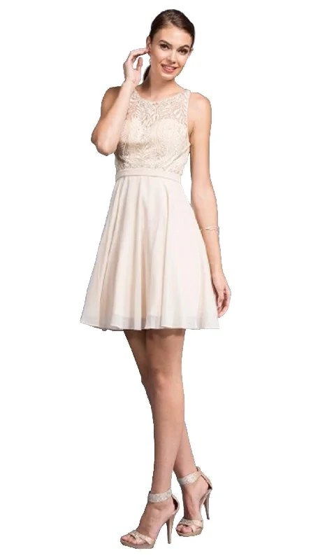 Aspeed Design - Embellished Sheer Bateau A-line Homecoming Dress Trendy Styles