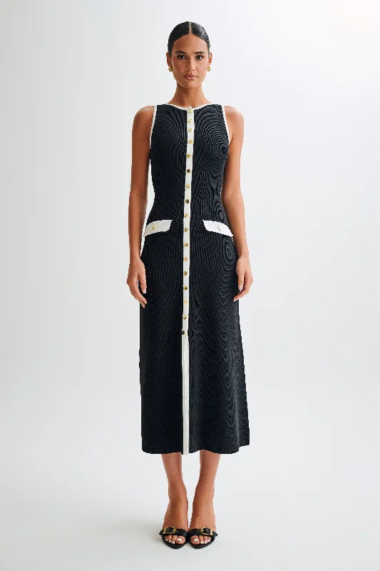 Sawyer Sleeveless Buttoned Maxi Dress - Black/White End Of Season Sale