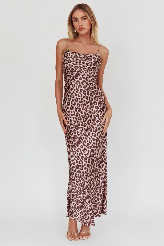 Well Versed Pleated Bust Maxi Dress Leopard Cool Prices