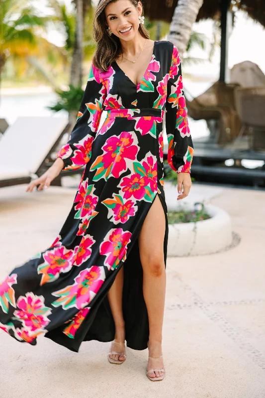 Just Feels Right Black Floral Maxi Dress Bid Farewell To The Old Season