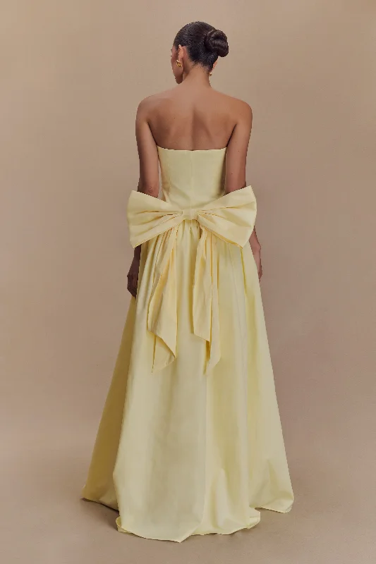 Frances Strapless Bow Maxi Dress - Lemon Pastel Styles