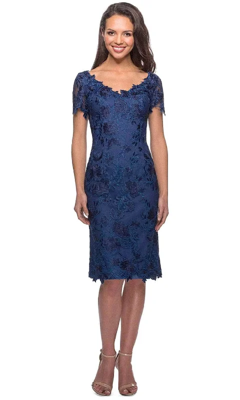 La Femme 25522SC - Short Sleeve Lace Cocktail Dress Limited Time Offers