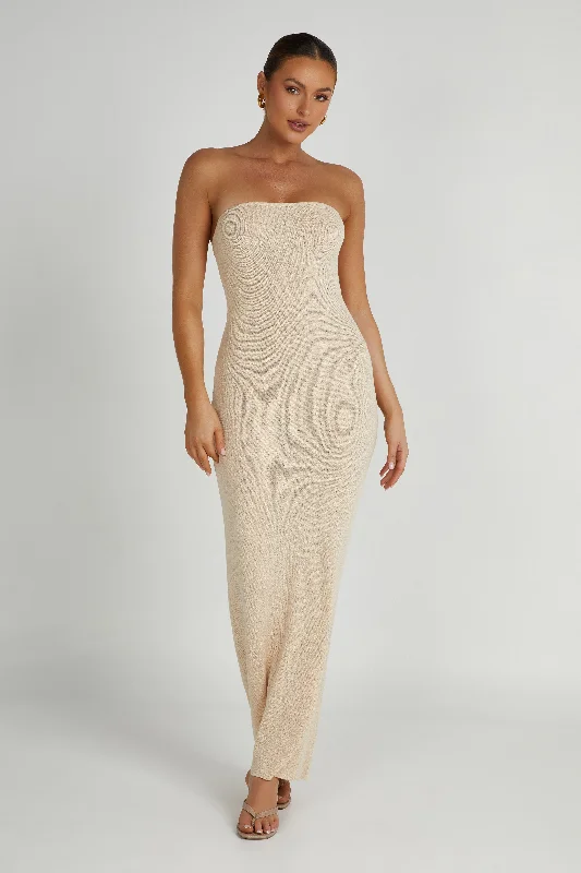 Emmy Strapless Knit Maxi Dress - Wheat Insane Discount Onslaught