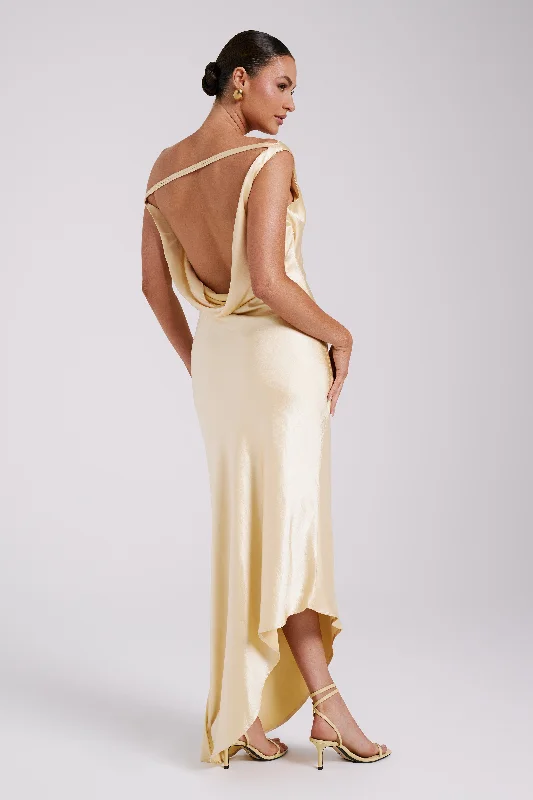 Yvette Slip Maxi Dress With Asymmetrical Hem - Butter Fashion Sale