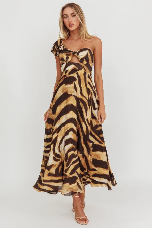 Skyla One Shoulder Ruffle Maxi Dress Leopard Fashionista Favorites