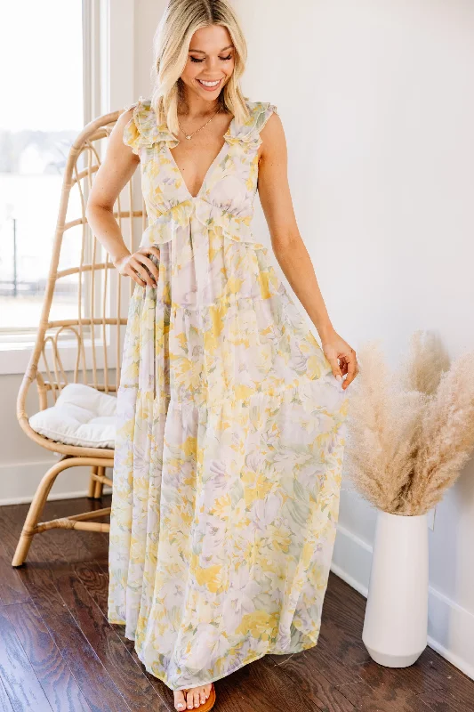 Living In A Dream Yellow Floral Maxi Dress First Order Discount