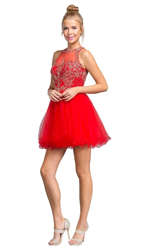 Aspeed Design - Bedazzled Illusion Halter Homecoming Dress Seasonal Trends