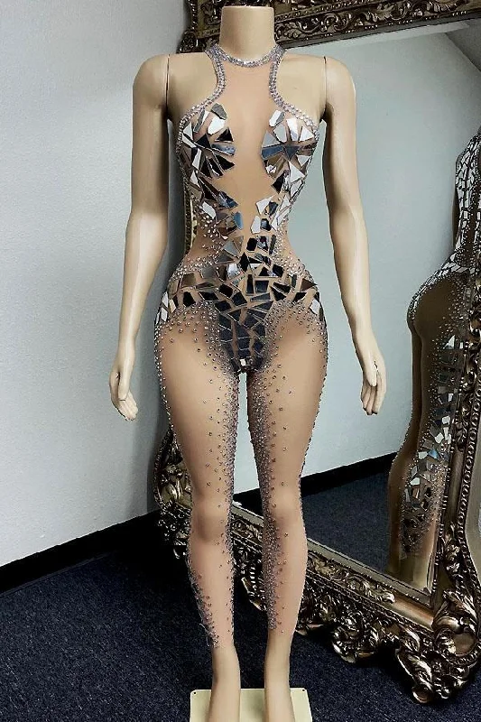 Risky Mirror Diamanté Bodysuit Last Chance Sale