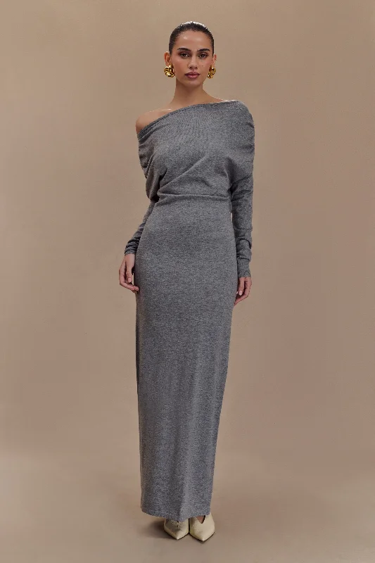 Jessie Cowl Neck Knit Midi Dress - Charcoal Marle Early Access To Art Deco Styles Sale