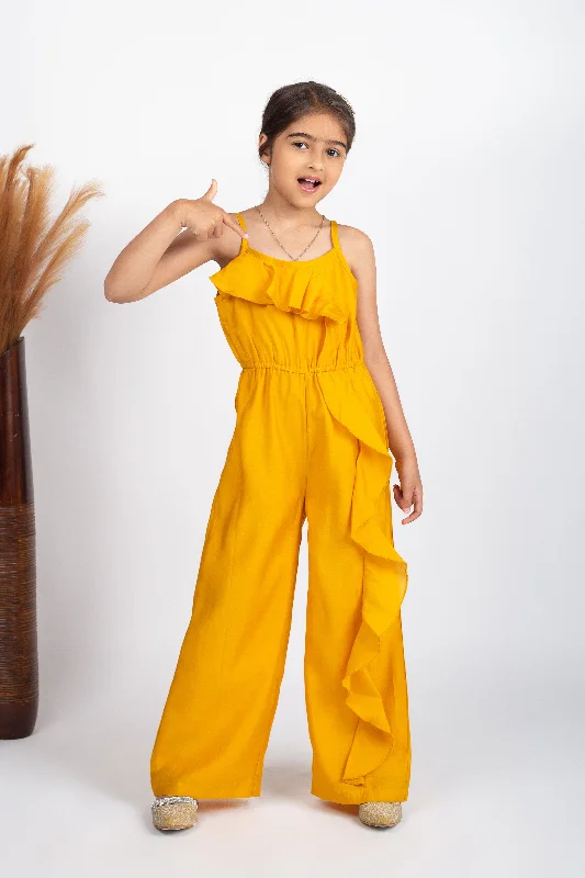 Pre-Order: Silk Ruffel Jumpsuit-Yellow Seize Bargains