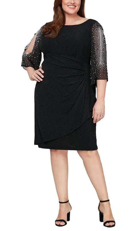 Alex Evenings 8427604 - Split Sheer Sleeve Formal Dress Luxe Layering