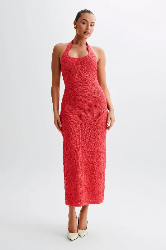 Patrizia Knit Halter Maxi Dress - Pomegranate Massive Selection Sale