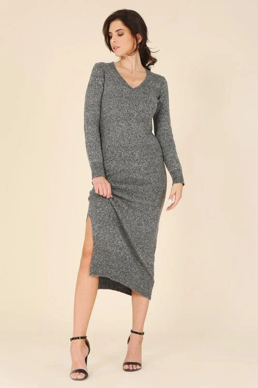 V-Neck Sweater Maxi Dress Special Offer