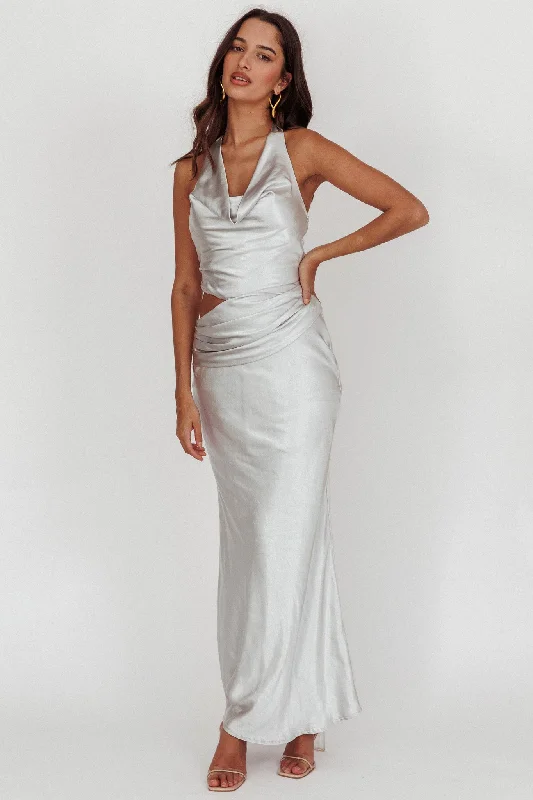 Cassiopeia Cowl Halter Neck Cut Out Maxi Dress Opal Trend Alert