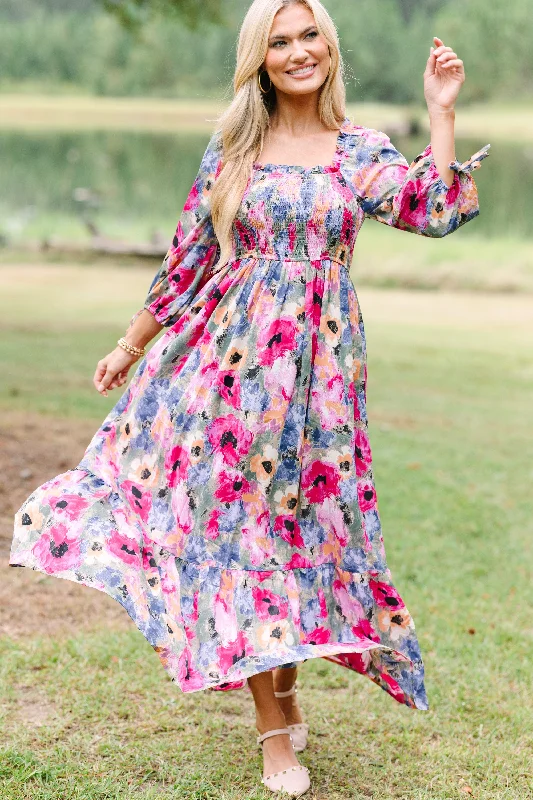 Living Out Loud Orchid Purple Floral Midi Dress Limited Time Offer