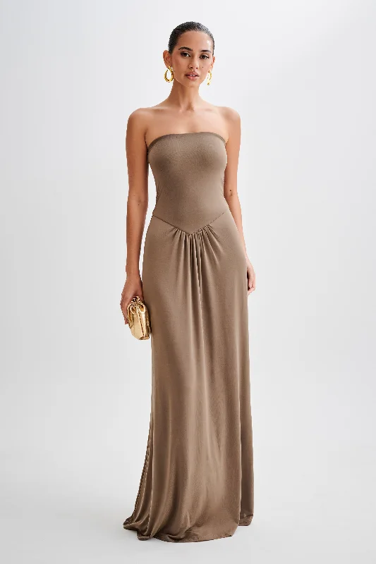 Ruby Strapless Slinky Maxi Dress - Coco Trendy Women's Wear