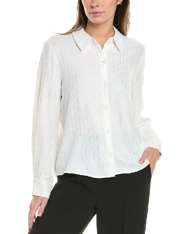 Vince Camuto Foil Stripe Collared Button-Down Shirt Hot Trends