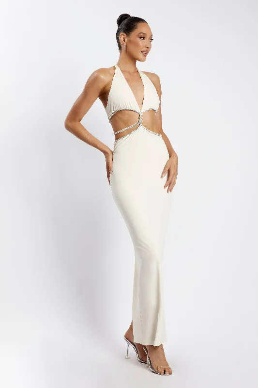 Nicha Diamante Cut Out Maxi Dress - Bone Sale Event, Prices Rock