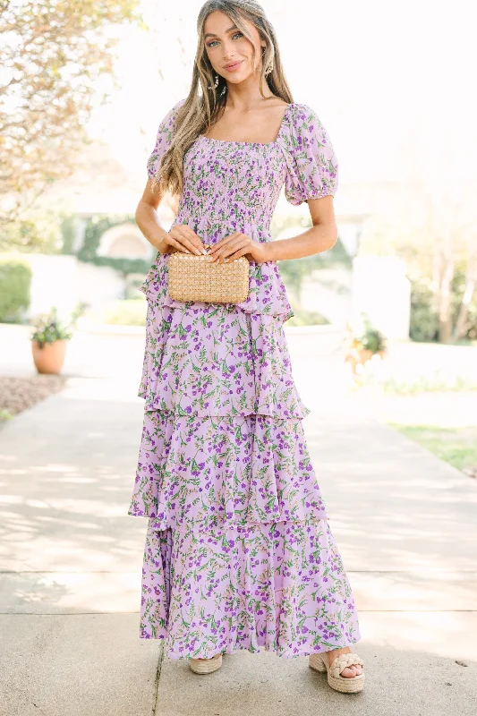 Let's Go Back Lavender Purple Floral Maxi Dress Budget Friendly Fashion