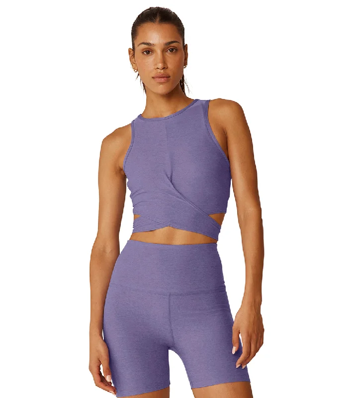 Beyond Yoga Featherweight Embrace Cropped Tank Indigo Heather Coastal Beach - Inspired Style