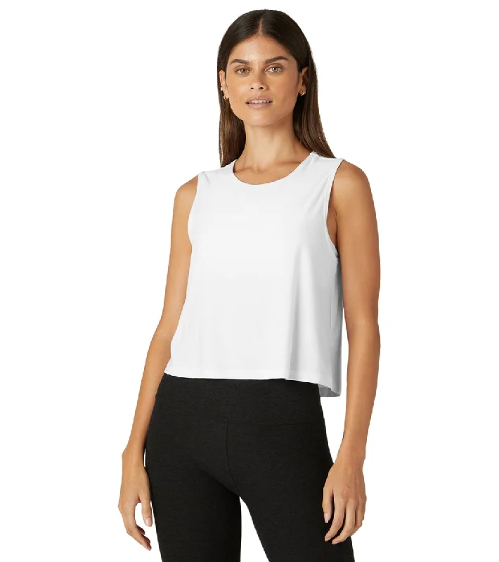 Beyond Yoga Featherweight New View Cropped Tank Cloud White Minimalist Office - Ready Style