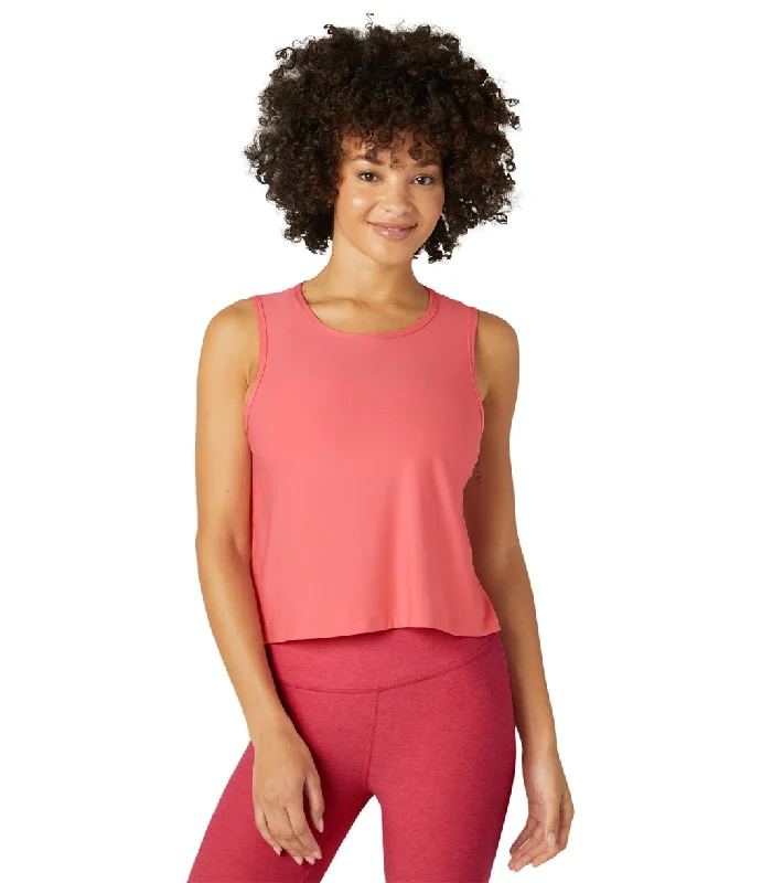 Beyond Yoga Featherweight New View Cropped Tank Sun Kissed Coral Heather Effortless Sophistication