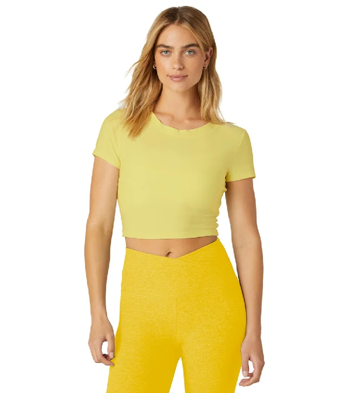 Beyond Yoga Featherweight Perspective Cropped Tee Powder Lemon Heather Season Appropriate Women's Collection