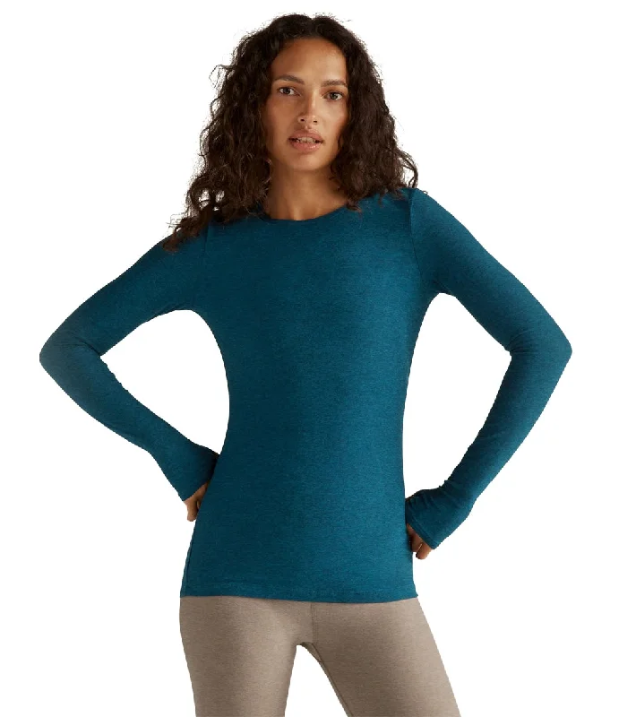 Beyond Yoga Featherweight Spacedye Classic Crew Pullover Blue Gem Heather Classic Women's Fashion