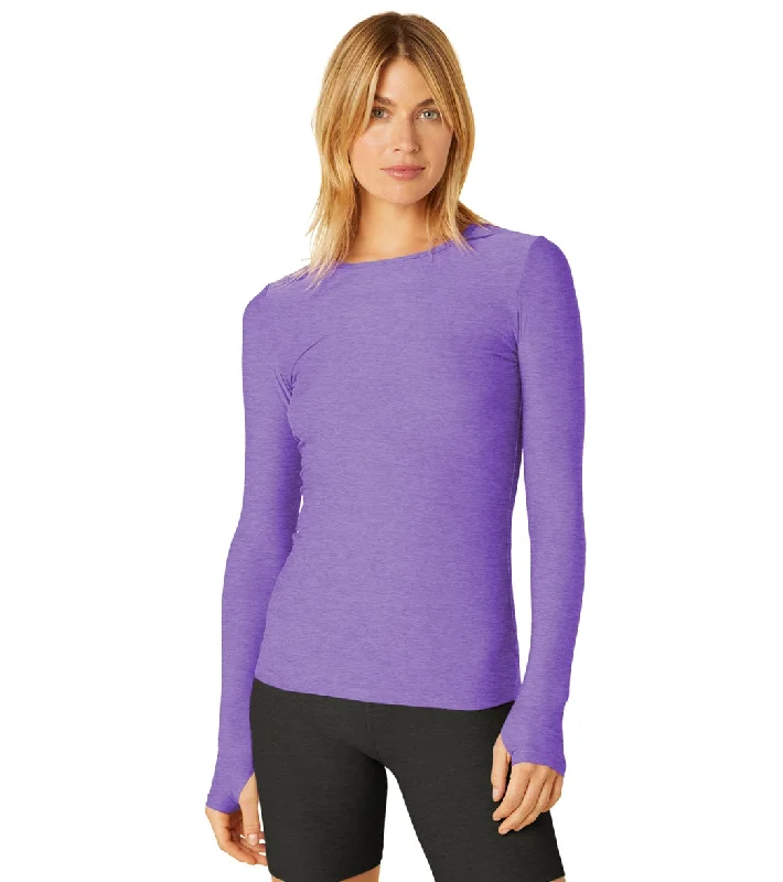 Beyond Yoga Featherweight Spacedye Classic Crew Pullover Bright Amethyst Heather Exclusive Designer Collection