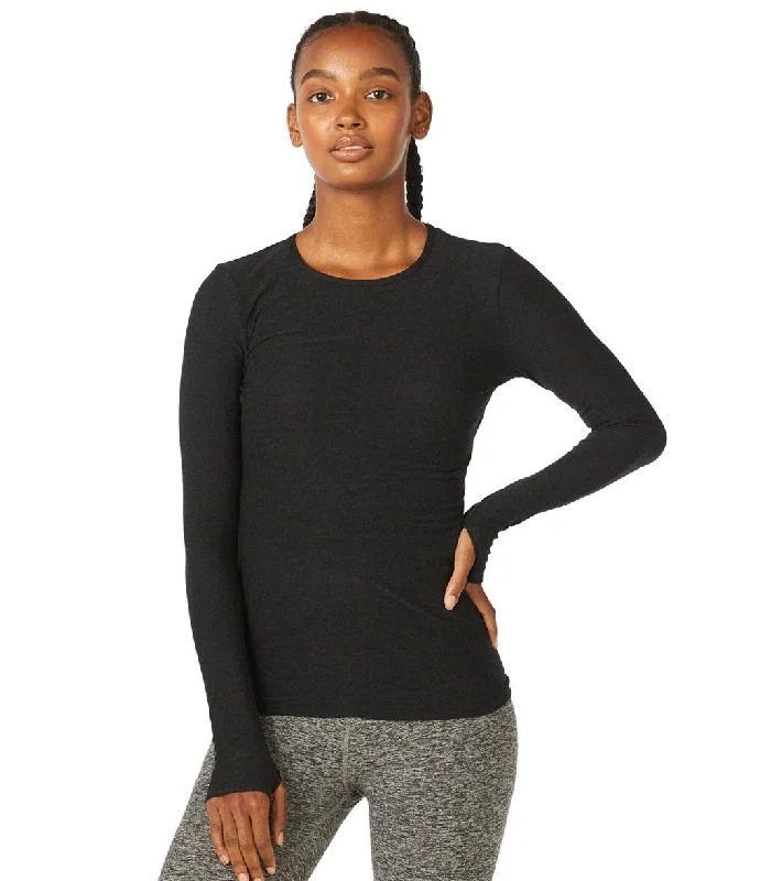 Beyond Yoga Featherweight Spacedye Classic Crew Pullover Darkest Night Dreamy Draping