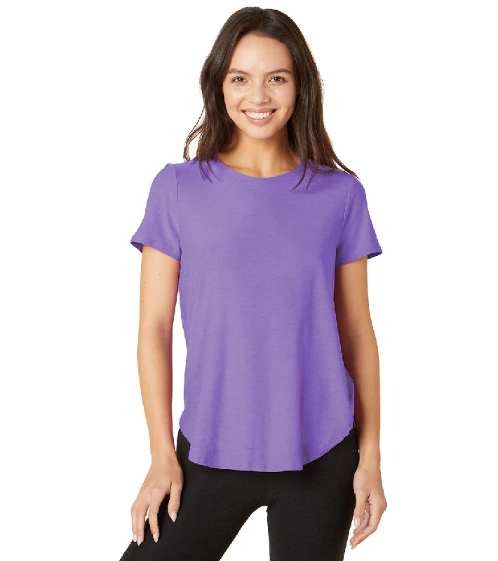 Beyond Yoga Featherweight Spacedye On the Down Low Yoga Tee Bright Amethyst Heather Urban Femme Streetwear