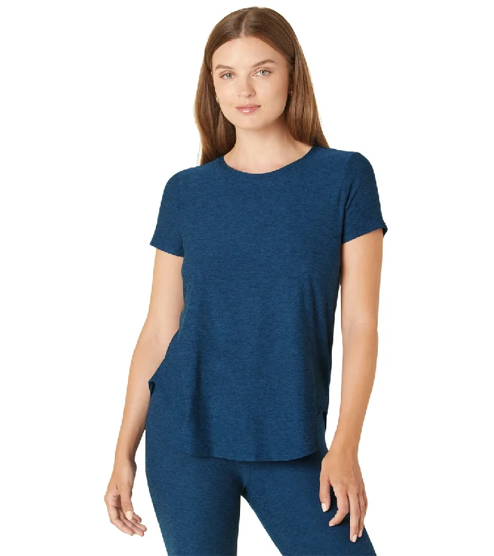 Beyond Yoga Featherweight Spacedye On the Down Low Yoga Tee Celestial Blue Heather Big Discounts