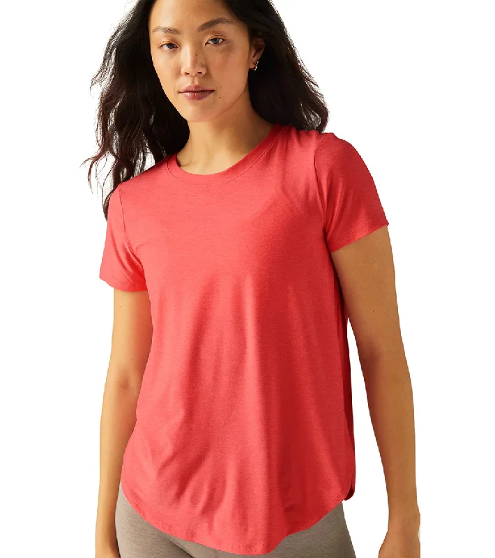 Beyond Yoga Featherweight Spacedye On the Down Low Yoga Tee Coral Glow Heather Father's Day Deals