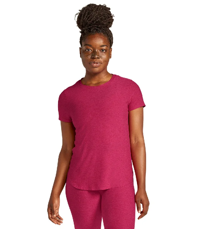 Beyond Yoga Featherweight Spacedye On the Down Low Yoga Tee Cranberry Heather Style Revolution