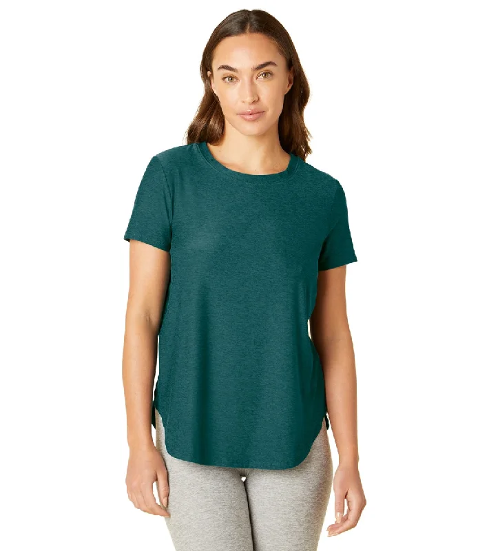 Beyond Yoga Featherweight Spacedye On the Down Low Yoga Tee Deep Sea Heather Hot Picks