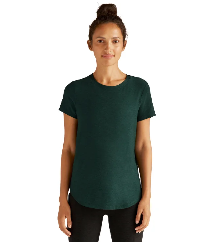 Beyond Yoga Featherweight Spacedye On the Down Low Yoga Tee Midnight Green Heather Chic Trends For The Fashion Savvy