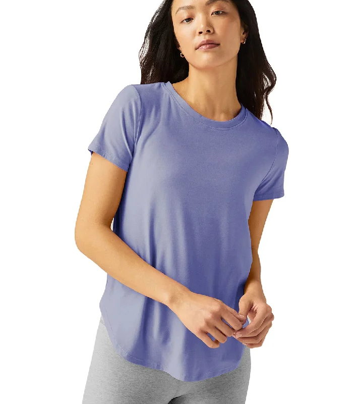 Beyond Yoga Featherweight Spacedye On the Down Low Yoga Tee Periwinkle Cloud Heather Wardrobe Update